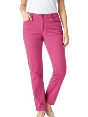 Talbots Pink Corduroy Pants High Rise Straight Leg Micro Whale Size 12P